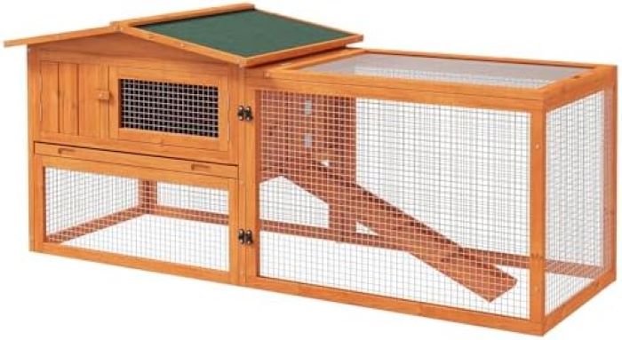 Pawhut 61” Wooden Rabbit Hutch