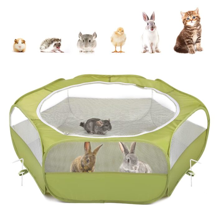 How can I ensure the safety of my pets inside the Pawaboo Small Animals Playpen with Cage Tent?