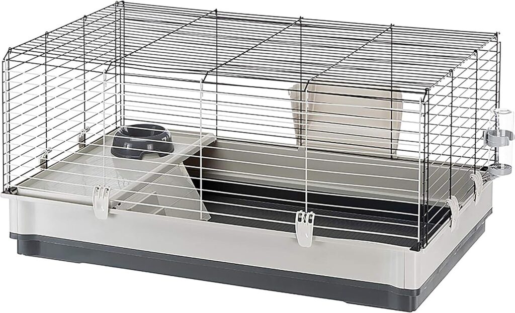 How does the Ferplast Krolik Green Rabbit Cage Deluxe promote pet comfort and well-being?