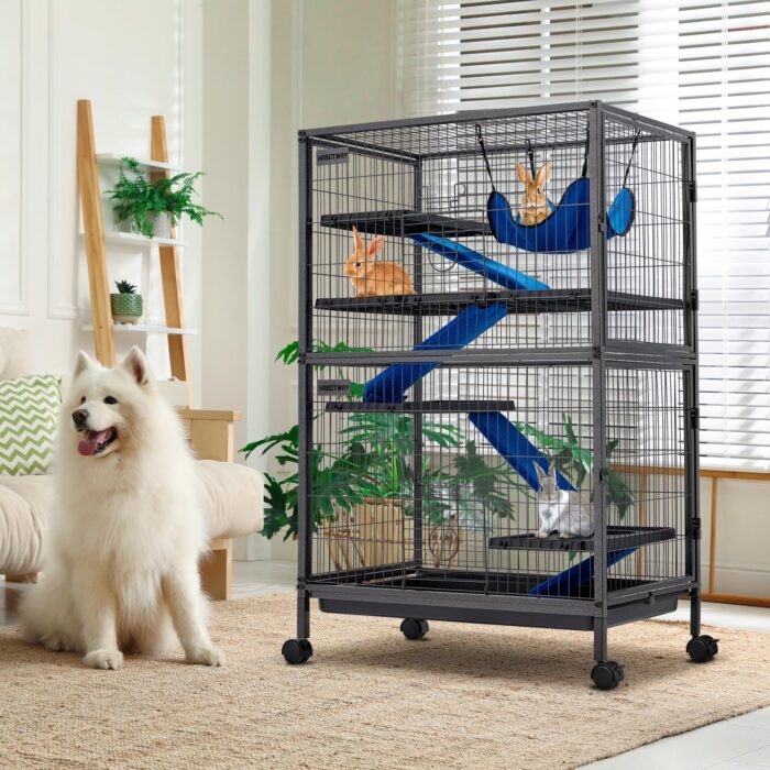 Is the HABUTWAY 45''H Metal Small Animal Cage suitable for chinchillas and guinea pigs?