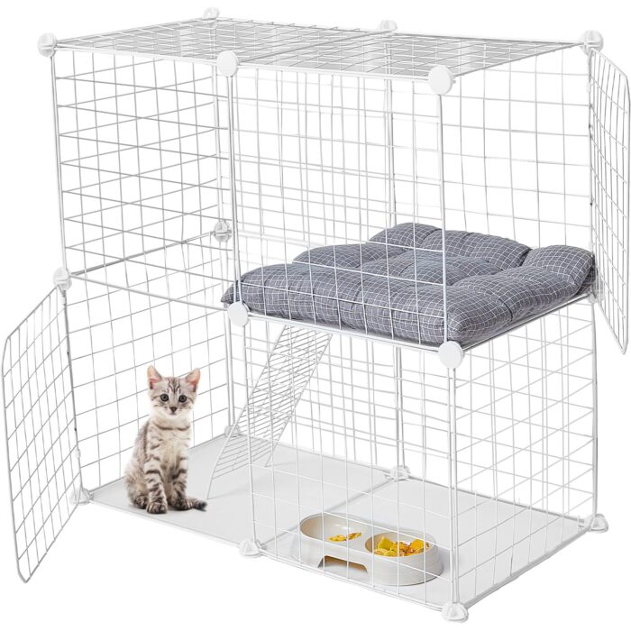 STILLCOVE Cat Cage 2 Tier Small Animal Cages with 2 Large Drawers benefits