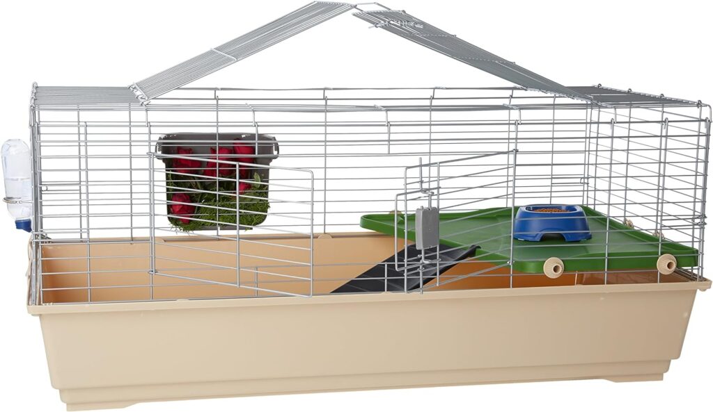 What accessories are included with the Amazon Basics Top Access Small Animal Ferret Cage Habitat?