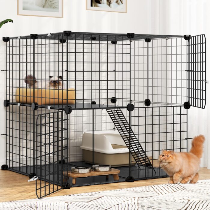 What makes the YITAHOME Cat Cage 2 Tier Indoor Cat Enclosures Kitten Cage suitable for multiple pets?
